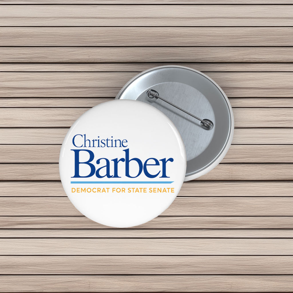 Christine Barber Democrat For State Senate Button Pin