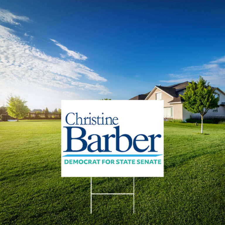 Christine Barber Democrat For State Senate Lawn Sign