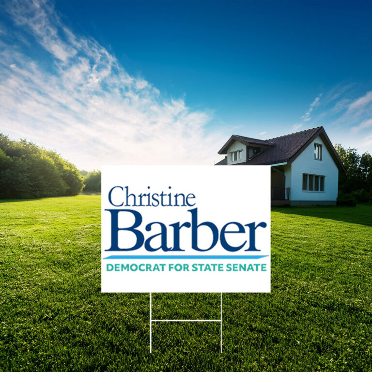 Christine Barber Democrat For State Senate Lawn Sign