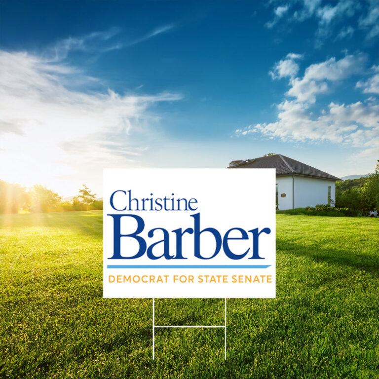 Christine Barber Democrat For State Senate Yard Sign